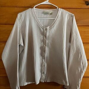 L.L. Bean Cream Ribbed Cardigan